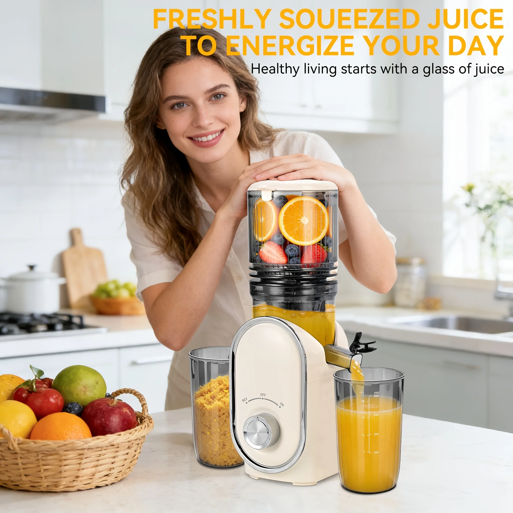 5.2" XL Wide Chute Cold Press Juicer & Blender 2-in-1 | Whole Fruit Slow Masticating Juicer, High Yield Smoothie Maker, Easy
5.2" XL Wide Chute Cold Press Juicer & Blender 2-in-1 | Whole Fruit Slow Masticating Juicer, High Yield Smoothie Maker, Easy