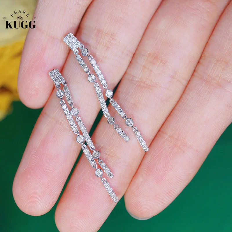 KUGG 18K White Gold Earrings Shiny 0.58carat Long Drop Earrings Real Natural Diamond Earrings for Women Engagement Jewelry
KUGG 18K White Gold Earrings Shiny 0.58carat Long Drop Earrings Real Natural Diamond Earrings for Women Engagement Jewelry