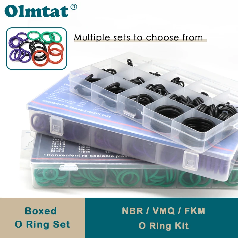Boxed VMQ NBR FKM O Ring Set High Quality For Car Gasket Rubber Washer Seals Assortment Red/Black/Green O-Ring Seals Kit
Boxed VMQ NBR FKM O Ring Set High Quality For Car Gasket Rubber Washer Seals Assortment Red/Black/Green O-Ring Seals Kit
