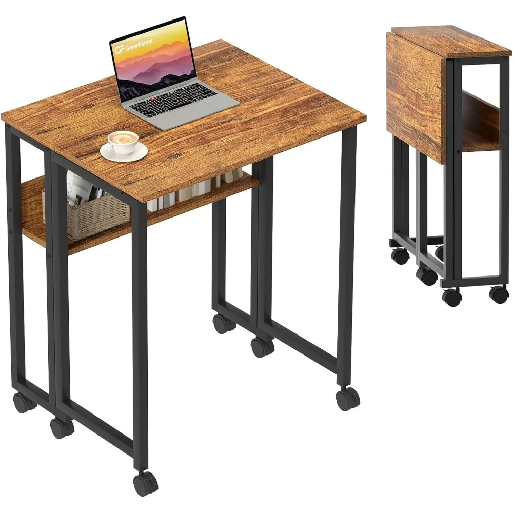Folding Desk Small Rolling Desk with Storage Shelf, 24.8 inch Foldable Computer Desk with Wheels for Small Space, Easy Assembly
Folding Desk Small Rolling Desk with Storage Shelf, 24.8 inch Foldable Computer Desk with Wheels for Small Space, Easy Assembly