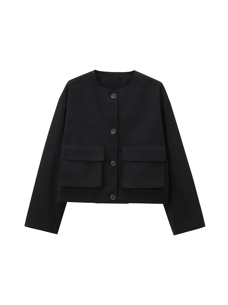 European and American style women's autumn new fashion trend all-match loose round neck pocket bomber jacket
European and American style women's autumn new fashion trend all-match loose round neck pocket bomber jacket