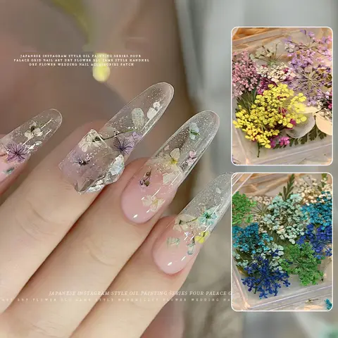 3d natural flor seca encantos do prego céu estrelado girassol híbrido decoração da arte do prego delicado manicure unhas suprimentos acessórios