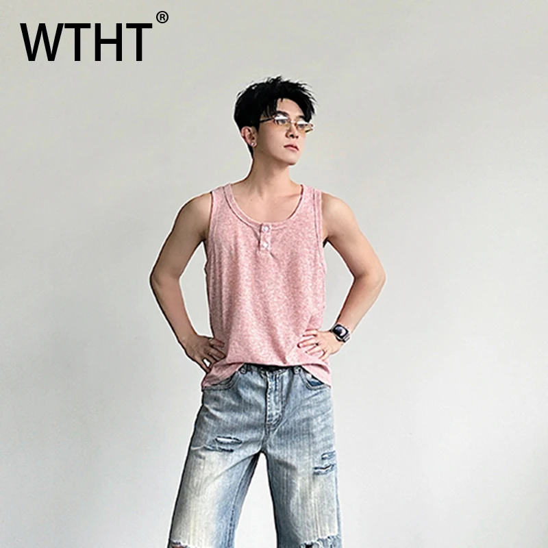 WTHT Fashion Men's Solid Color Texture Do Old Camisole Trendy Sleeveless Button Loose Casual Tank Tops Male 2026 Summer 2A3084
WTHT Fashion Men's Solid Color Texture Do Old Camisole Trendy Sleeveless Button Loose Casual Tank Tops Male 2026 Summer 2A3084