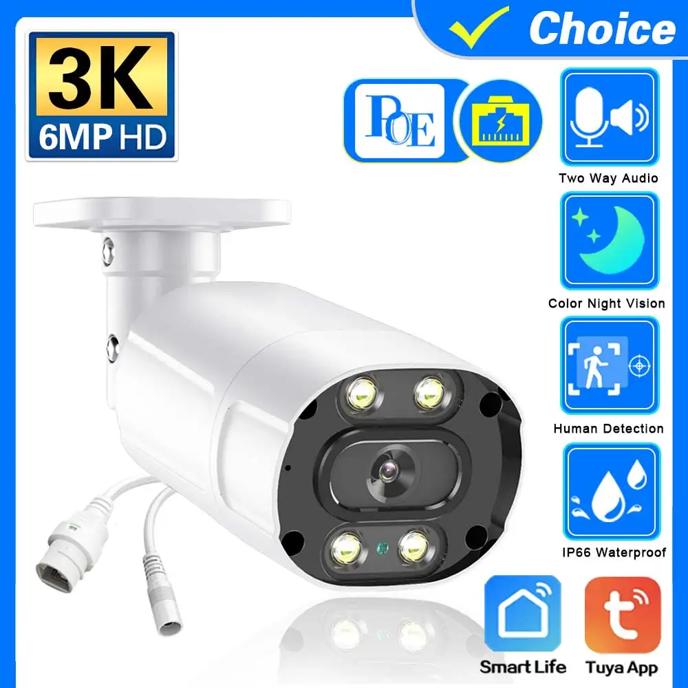Tuya Smart Ultra HD 6MP POE камера для улицы и помещения, защита от атмосферных воздействий, сетевая камера RJ45 Bullet EXIR ночного видения, камера оповещения по электронной почте
Tuya Smart Ultra HD 6MP POE камера для улицы и помещения, защита от атмосферных воздействий, сетевая камера RJ45 Bullet EXIR ночного видения, камера оповещения по электронной почте
