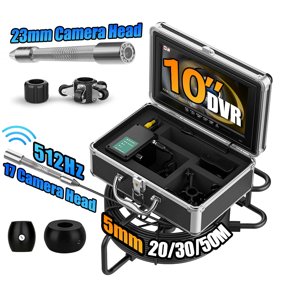Pipe Inspection Camera 10.1 inch 1080P Screen ,17/23mm Sewer Endonscope 512HZ Sonde, Sewer Camera IP68 with DVR 16GB,20/30/50M
Pipe Inspection Camera 10.1 inch 1080P Screen ,17/23mm Sewer Endonscope 512HZ Sonde, Sewer Camera IP68 with DVR 16GB,20/30/50M