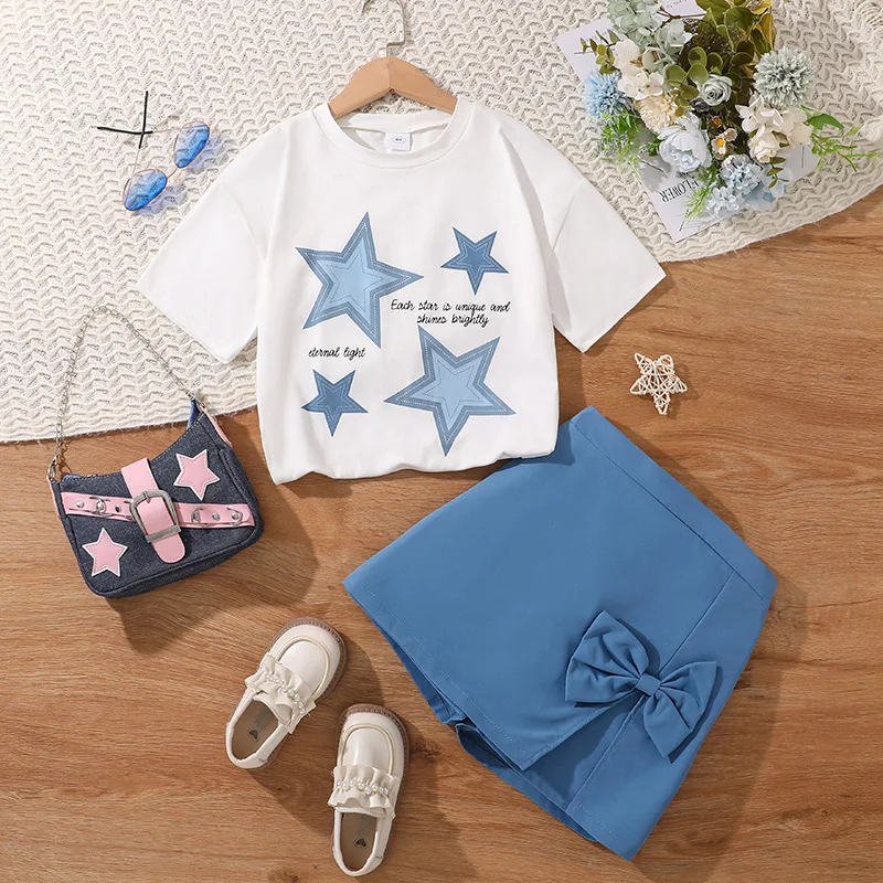 2025 Summer Child Clothes Sets Short Sleeve O Neck Print Star Blue Skirts 2 Piece Sets Designer Girls Clothes Sets 8-12T
2025 Summer Child Clothes Sets Short Sleeve O Neck Print Star Blue Skirts 2 Piece Sets Designer Girls Clothes Sets 8-12T