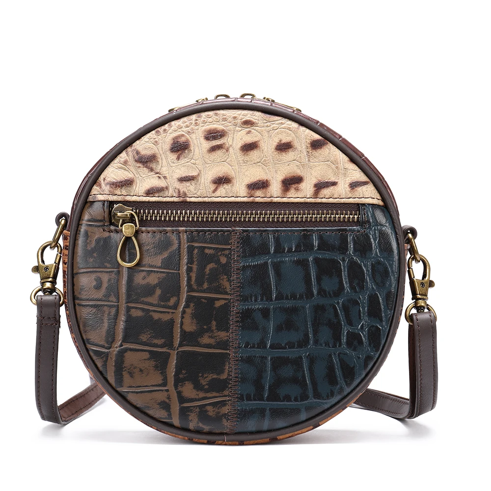 Fashion Patchwork Mini Women's Leather Bags Round Design Bag for Women's Shoulder Bag Genuine Leather Small Crossbody Bags 
Fashion Patchwork Mini Women's Leather Bags Round Design Bag for Women's Shoulder Bag Genuine Leather Small Crossbody Bags