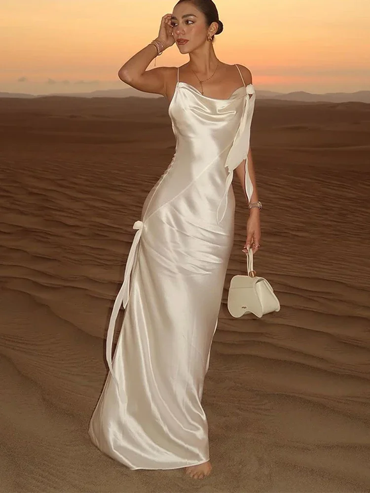 Elegant Women Solid Irregular Ribbon Sling Long Dress Sexy Backless Off Shoulder Sleeveless Slim Robes Chic Lady Party Gowns
Elegant Women Solid Irregular Ribbon Sling Long Dress Sexy Backless Off Shoulder Sleeveless Slim Robes Chic Lady Party Gowns
