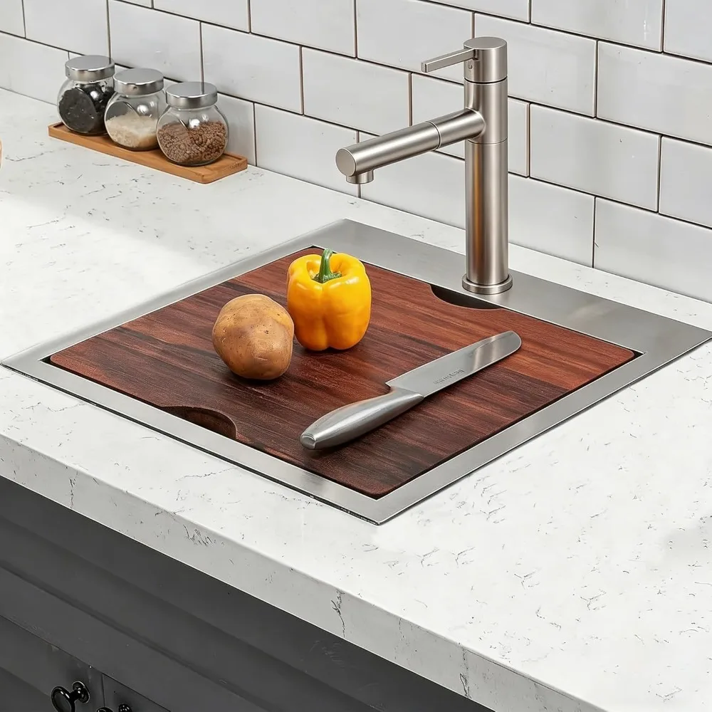 18x18 Drop In Bar Sink Small Single Bowl Deep Workstation Top Mount RV Outdoor Laundry Prep with Grid Drain Cutting Board
18x18 Drop In Bar Sink Small Single Bowl Deep Workstation Top Mount RV Outdoor Laundry Prep with Grid Drain Cutting Board