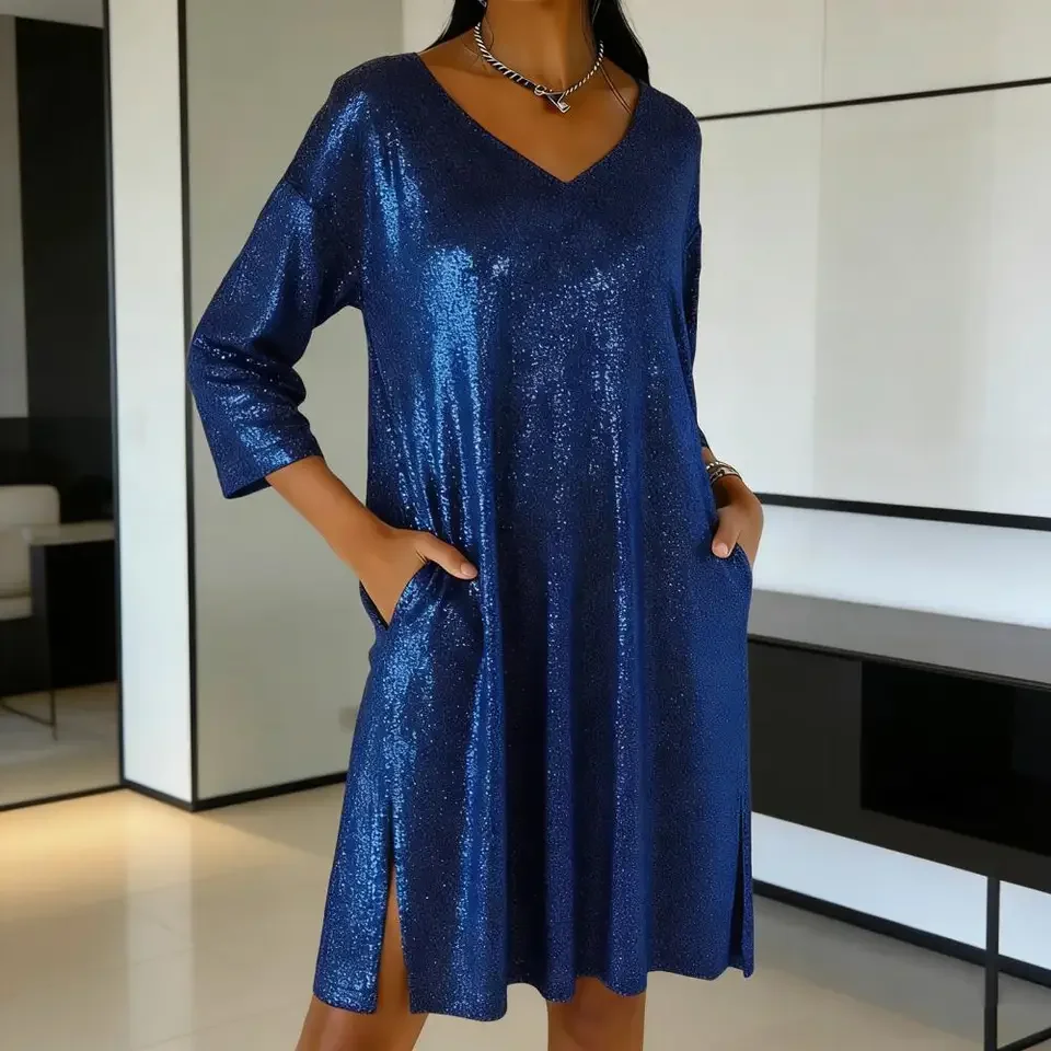 Dress for Special Occasions Women's Sequin Mini Dress with Pockets Glitter V-neck Cocktail Party Dress Sparkly 3/4 Sleeve Club
Dress for Special Occasions Women's Sequin Mini Dress with Pockets Glitter V-neck Cocktail Party Dress Sparkly 3/4 Sleeve Club