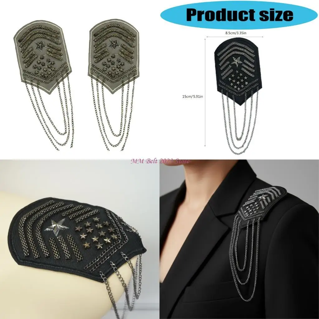 49ME Polyester Epaulet Shoulder Accent Fringed Metallic Chain Detailing Unisex
49ME Polyester Epaulet Shoulder Accent Fringed Metallic Chain Detailing Unisex