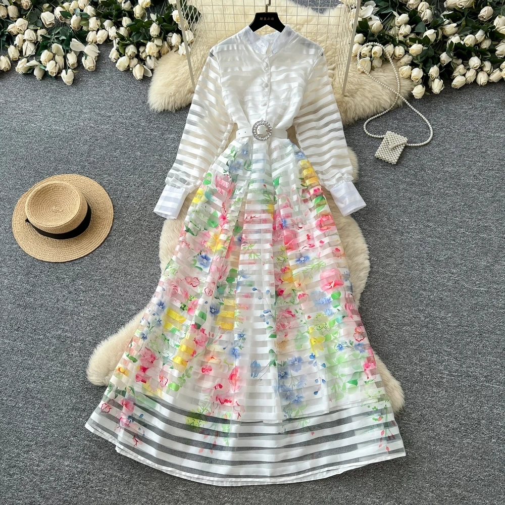 French Romantic Floral Holiday Shirt Dress for Women Long Sleeve High Collar Slim Fit Waist Belt Summer Casual Party Dress
French Romantic Floral Holiday Shirt Dress for Women Long Sleeve High Collar Slim Fit Waist Belt Summer Casual Party Dress
