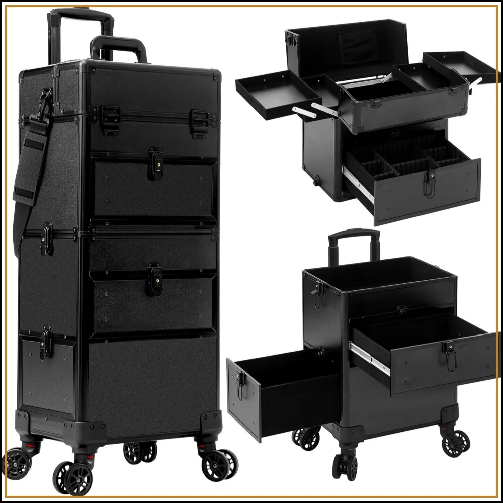 Rolling Makeup Case with 3 Drawers, 5-in-1 Cosmetology Train Case on Wheels for Artist Salon Nail Tech
Rolling Makeup Case with 3 Drawers, 5-in-1 Cosmetology Train Case on Wheels for Artist Salon Nail Tech