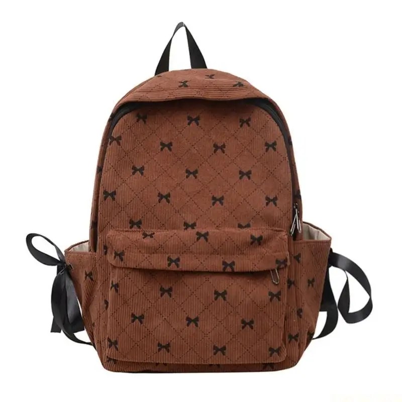 X90D Fashionable Corduroy Backpack with Bows Detail Book Bag for University Students
X90D Fashionable Corduroy Backpack with Bows Detail Book Bag for University Students