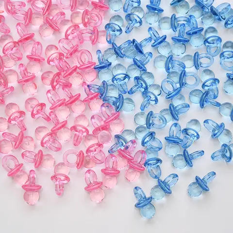 Mini sucette en acrylique bleu rose, 50 pièces, confettis pour décoration de réception-cadeau pour bébé, révélation du sexe, Table dispersée, fête d'anniversaire