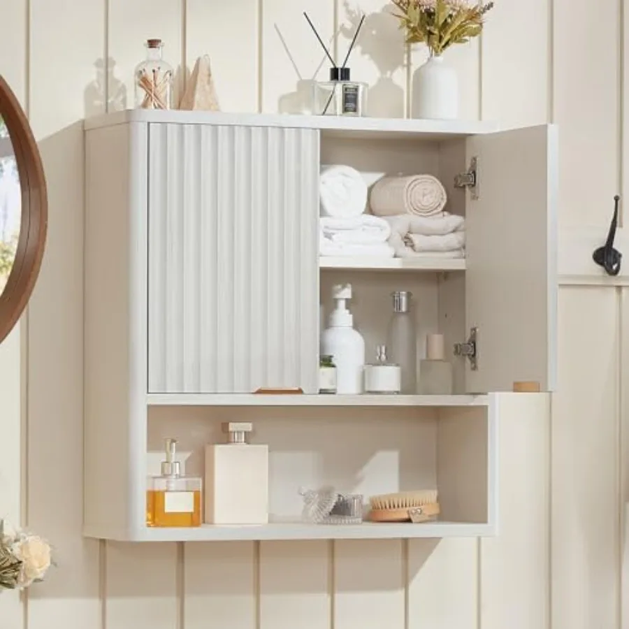 Farmhouse bathroom wall cabinet for over-toilet storage white fluted MDF with adjustable shelf and soft-close doors ideal for l
Farmhouse bathroom wall cabinet for over-toilet storage white fluted MDF with adjustable shelf and soft-close doors ideal for l