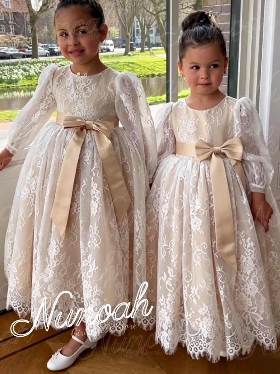 Flower Girl Dresses for Wedding Lace Appliques First Holy Communion Gowns with Bow Floor Length Birthday Ball Gowns Customized
Flower Girl Dresses for Wedding Lace Appliques First Holy Communion Gowns with Bow Floor Length Birthday Ball Gowns Customized