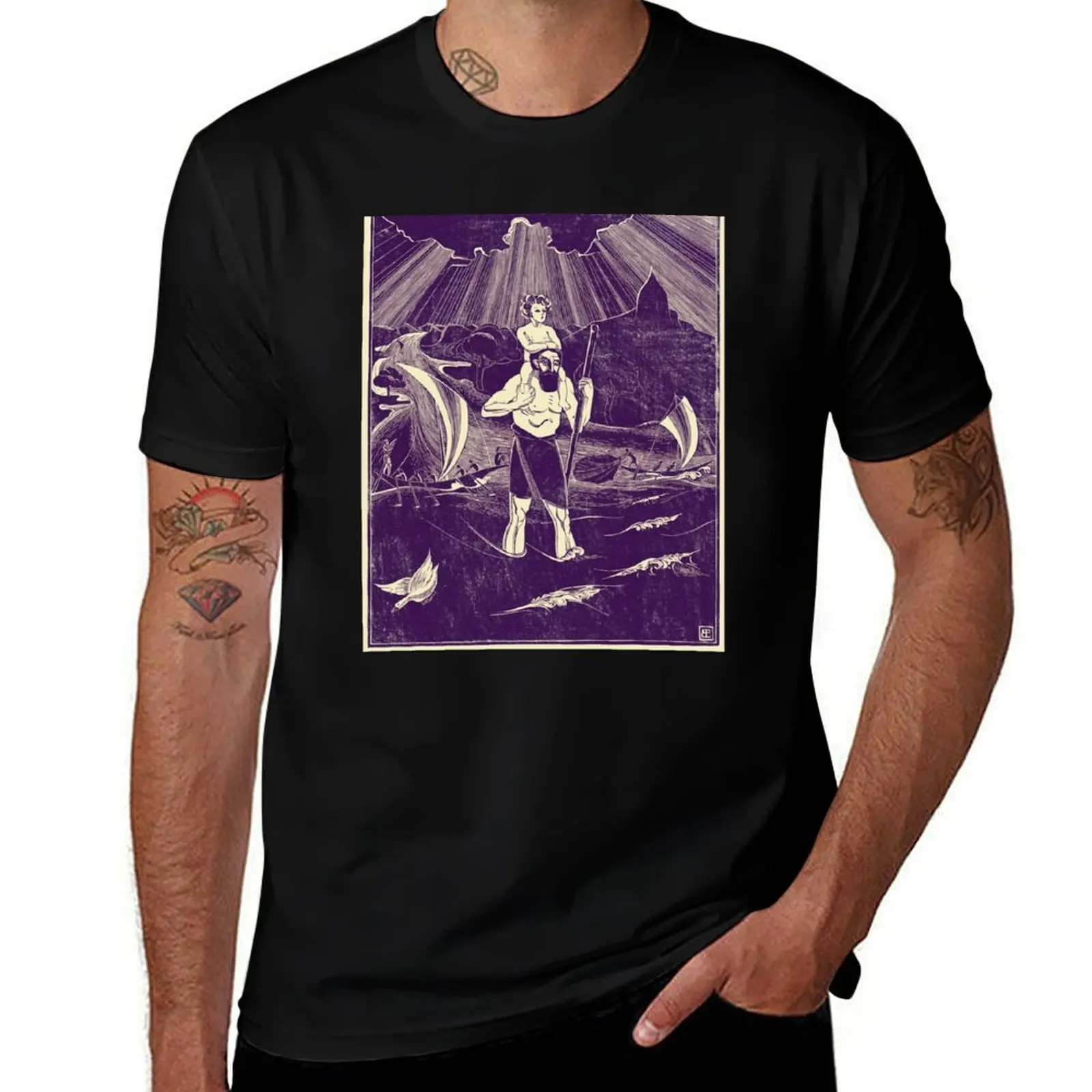 St Christopher Carries Christ Child 1922 Bernard Essers T-Shirt funny costumes blue archive T-shirts oversize t shirt for men
St Christopher Carries Christ Child 1922 Bernard Essers T-Shirt funny costumes blue archive T-shirts oversize t shirt for men