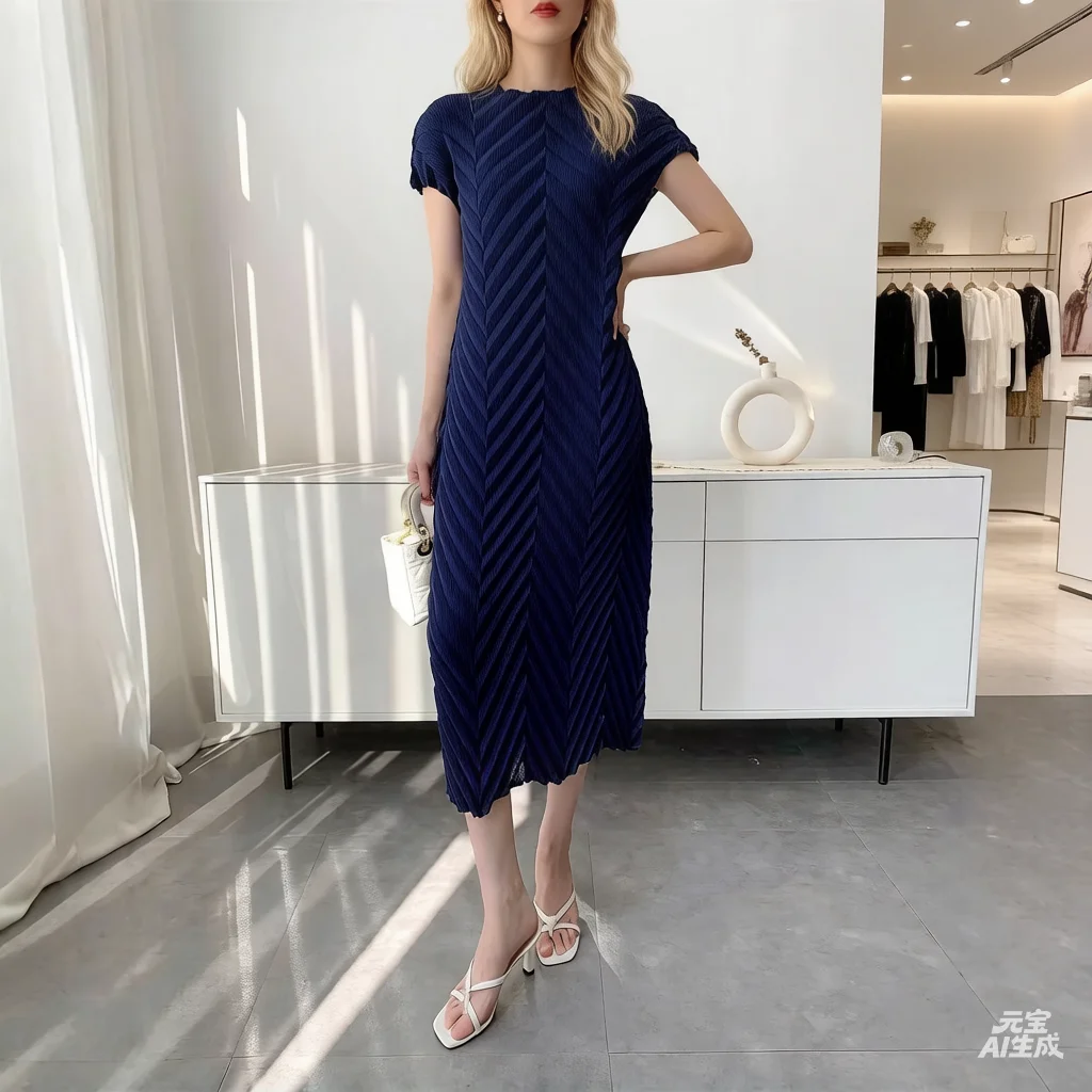 Miyake Pleated 2026 Spring/Summer New Arrival Women's Mid-Length Pleated Dress Half-High Neckline with Sleeves Pleated Skirt
Miyake Pleated 2026 Spring/Summer New Arrival Women's Mid-Length Pleated Dress Half-High Neckline with Sleeves Pleated Skirt