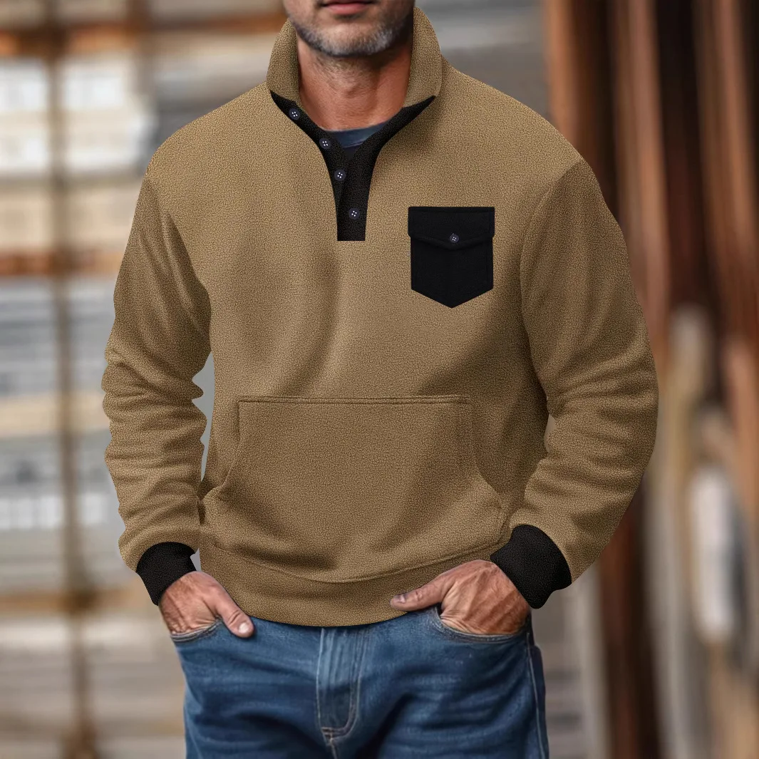 Men's casual sweatshirt Autumn-winter Keep warm Fleece Stand up Collar half button Long sleeved Tactical Pocket Men's Pullover
Men's casual sweatshirt Autumn-winter Keep warm Fleece Stand up Collar half button Long sleeved Tactical Pocket Men's Pullover