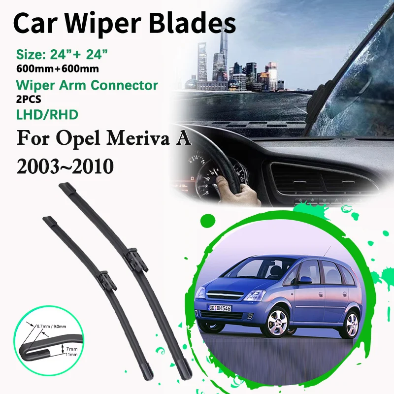 Для Opel Meriva A 2003 ~ 2010, щетки переднего стеклоочистителя автомобиля U-типа 24 "+ 24" с левым рулем и правым рулем, резак для лобового стекла, щетка, автоаксессуары
Для Opel Meriva A 2003 ~ 2010, щетки переднего стеклоочистителя автомобиля U-типа 24 "+ 24" с левым рулем и правым рулем, резак для лобового стекла, щетка, автоаксессуары