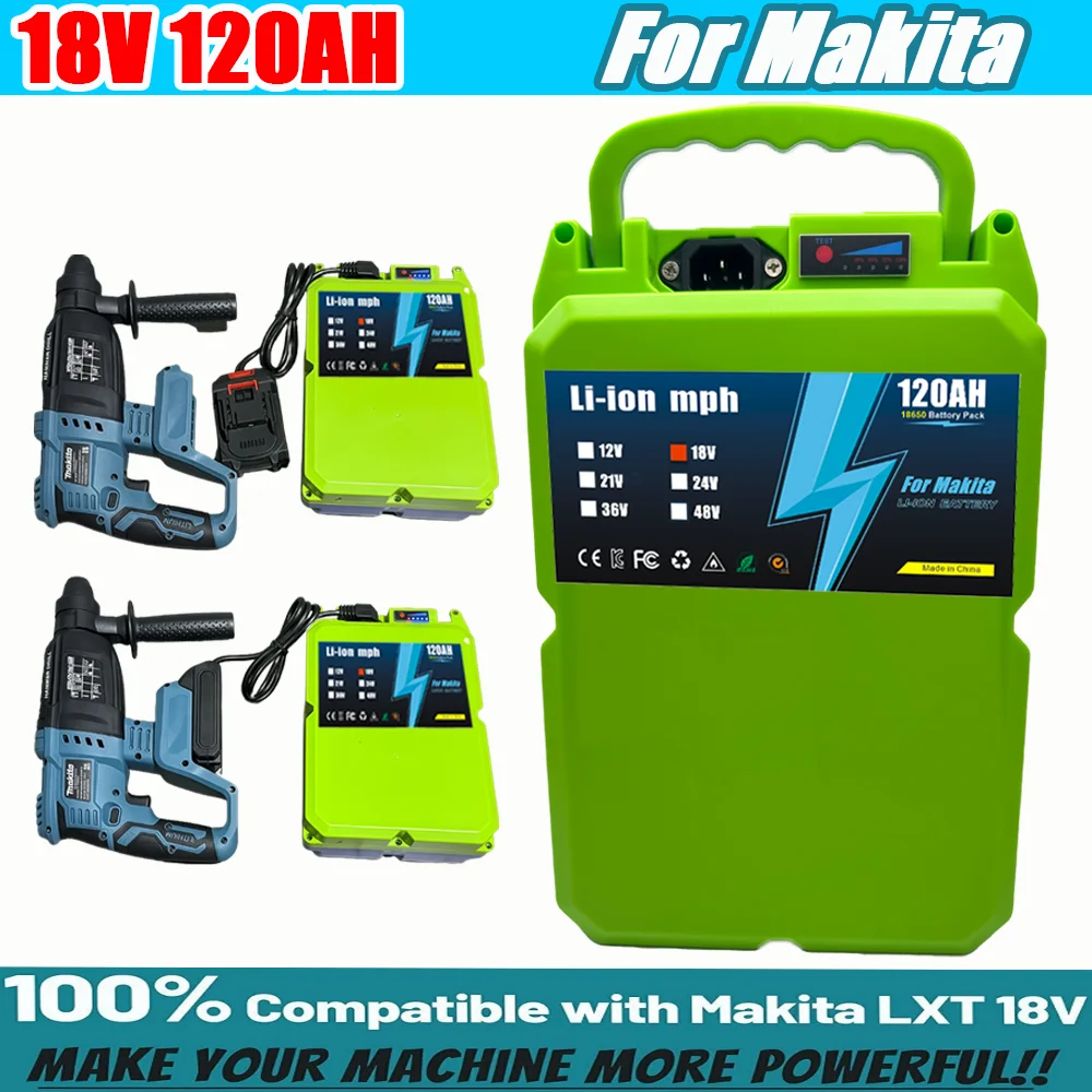 18V LiFePO4 upgrade 120Ah Battery For Makita Power Tools Replacement Accessories BL1860 18 v Li-ion Rechargeable batteries Pack
18V LiFePO4 upgrade 120Ah Battery For Makita Power Tools Replacement Accessories BL1860 18 v Li-ion Rechargeable batteries Pack