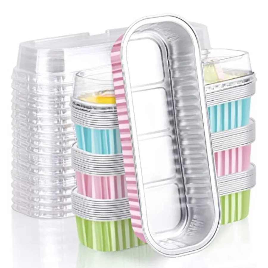 Cupcake Liners with Lids, 6.8oz Aluminum Foil Ramekins Mini Loaf Pans Tin Disposable, Cupcake Baking Cups Containers Wrappers,
Cupcake Liners with Lids, 6.8oz Aluminum Foil Ramekins Mini Loaf Pans Tin Disposable, Cupcake Baking Cups Containers Wrappers,