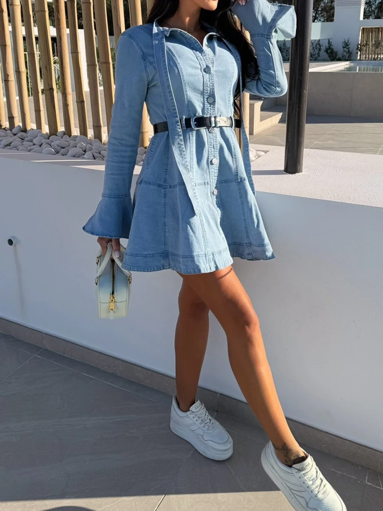 Женское элегантное платье А-силуэта с отложным воротником, летнее повседневное однотонное мини-платье с завязками, модное весеннее платье с расклешенными рукавами на пуговицах
Женское элегантное платье А-силуэта с отложным воротником, летнее повседневное однотонное мини-платье с завязками, модное весеннее платье с расклешенными рукавами на пуговицах