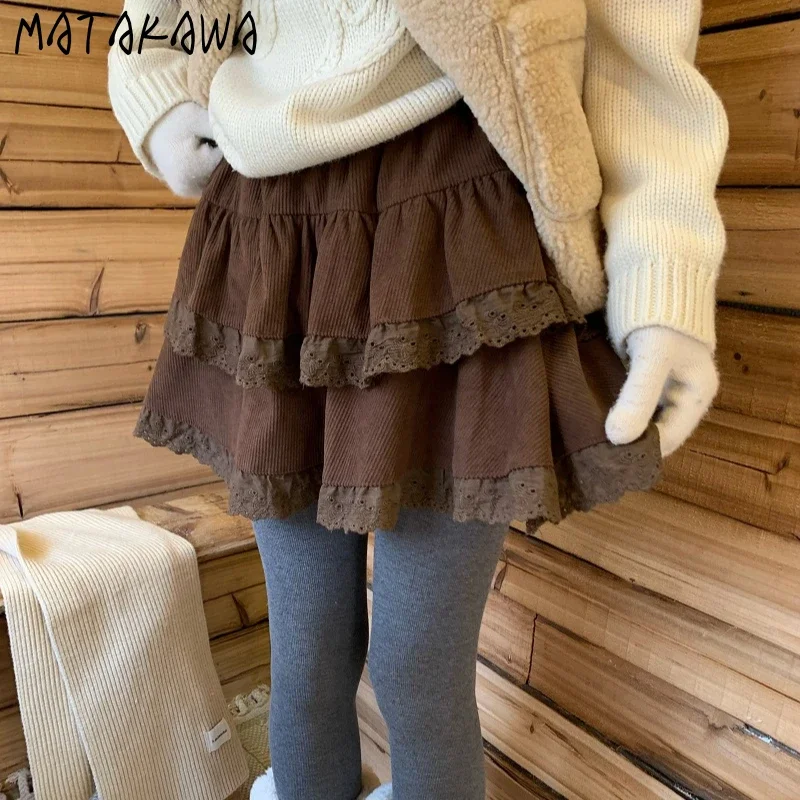 Matakawa Corduroy Skirts Women Lace Ruffles Sweet Autumn Winter Solid Faldas Mujer Korean Fashion A-line Retro Sexy Mini Skirt
Matakawa Corduroy Skirts Women Lace Ruffles Sweet Autumn Winter Solid Faldas Mujer Korean Fashion A-line Retro Sexy Mini Skirt