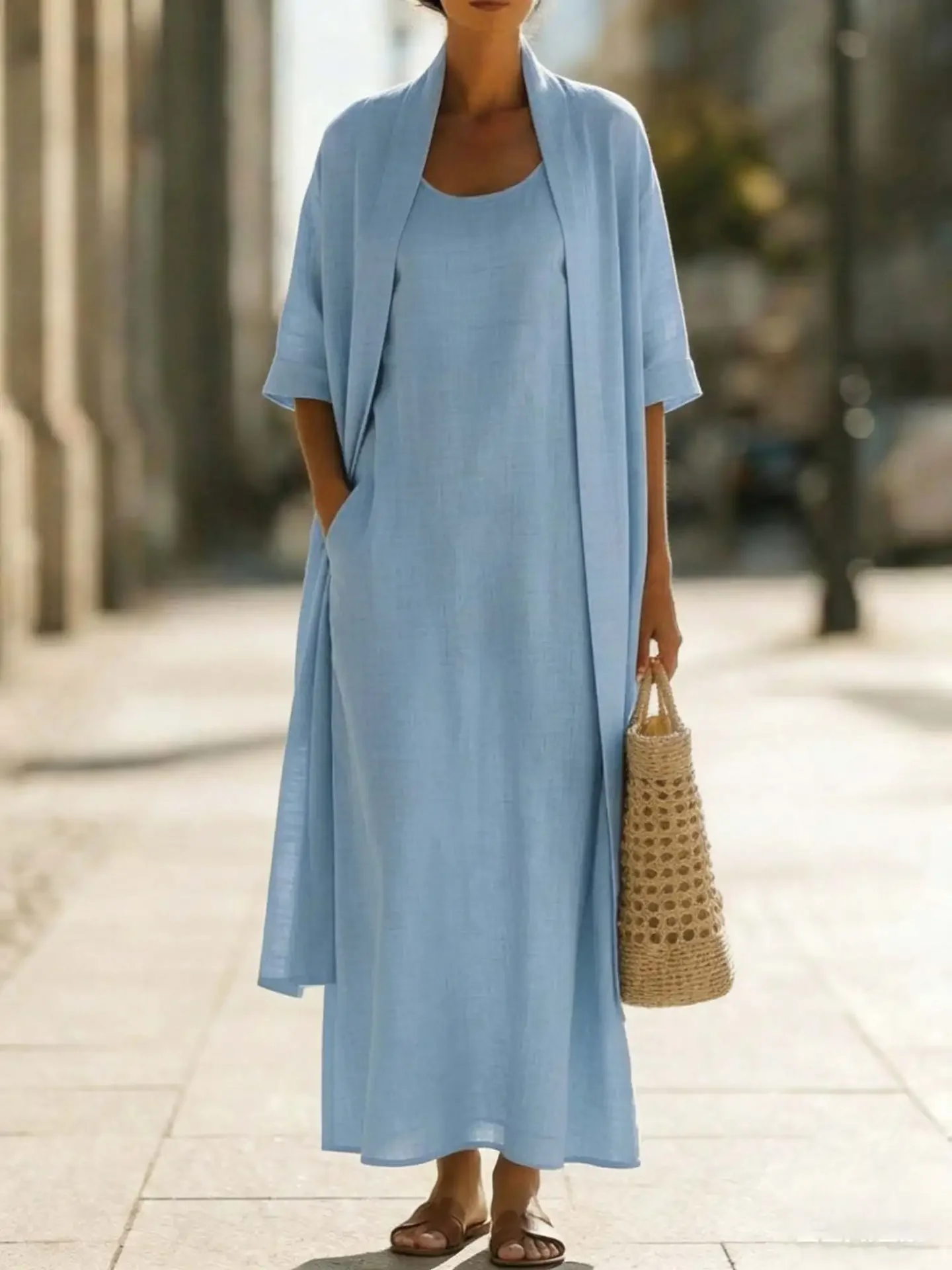 Casual Loose 2 Pieces Dress Set Woman Summer Elegant Sleeveless Dress Short Sleeve Cardigan Suit Outfit Fashion Matching Sets
Casual Loose 2 Pieces Dress Set Woman Summer Elegant Sleeveless Dress Short Sleeve Cardigan Suit Outfit Fashion Matching Sets