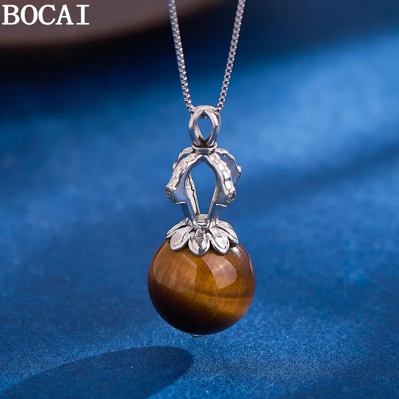 BOCAI New S925 Sterling Silver Fashionable Personality Tiger Eye Stone Round Bead Pendant Women's Selected Gift
BOCAI New S925 Sterling Silver Fashionable Personality Tiger Eye Stone Round Bead Pendant Women's Selected Gift