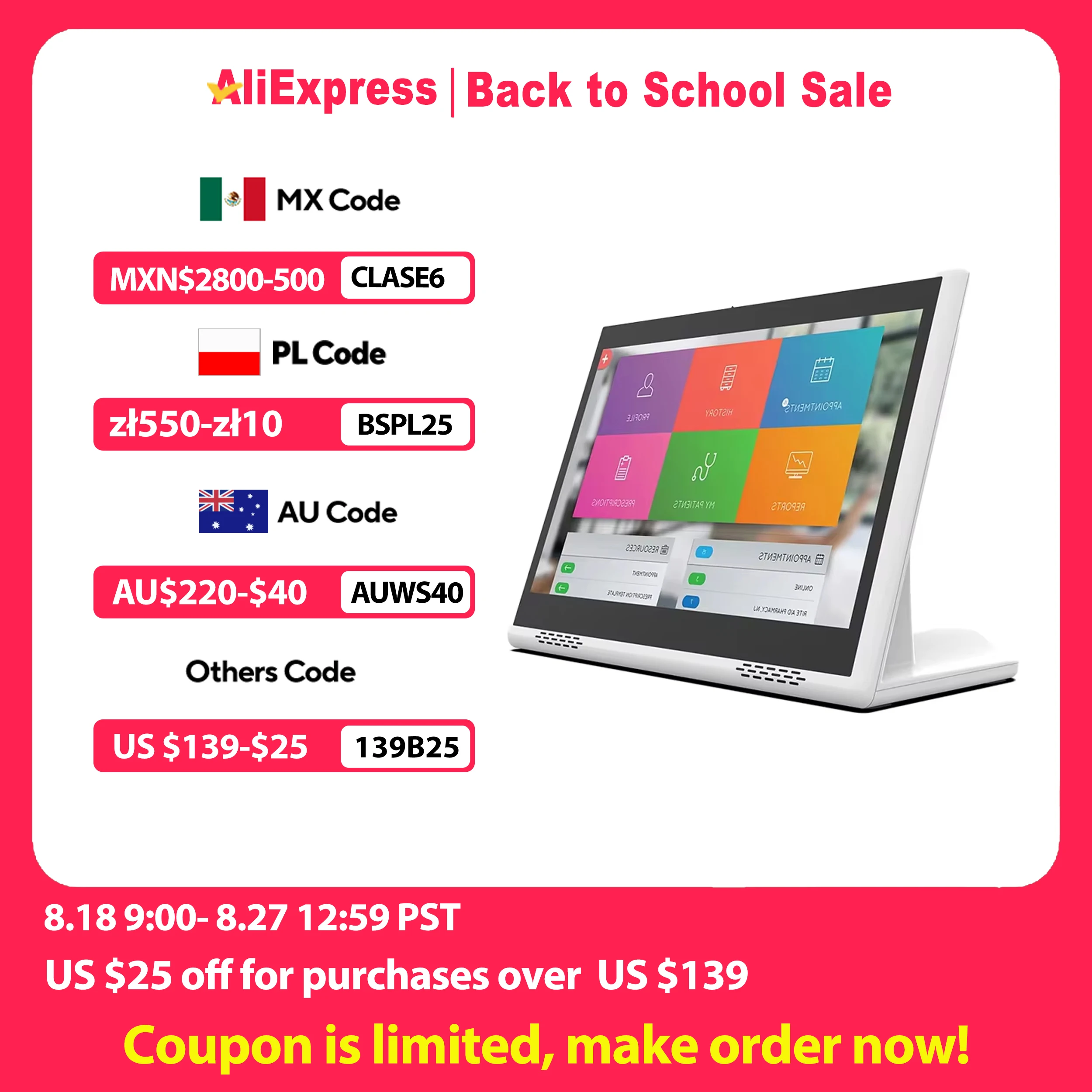 Android 14 10.1 inch 8-core Desktop POS 4G+32G Restaurant POS Loyverse Supported L Shape Menu Tablet Customer Self-service Kiosk
Android 14 10.1 inch 8-core Desktop POS 4G+32G Restaurant POS Loyverse Supported L Shape Menu Tablet Customer Self-service Kiosk
