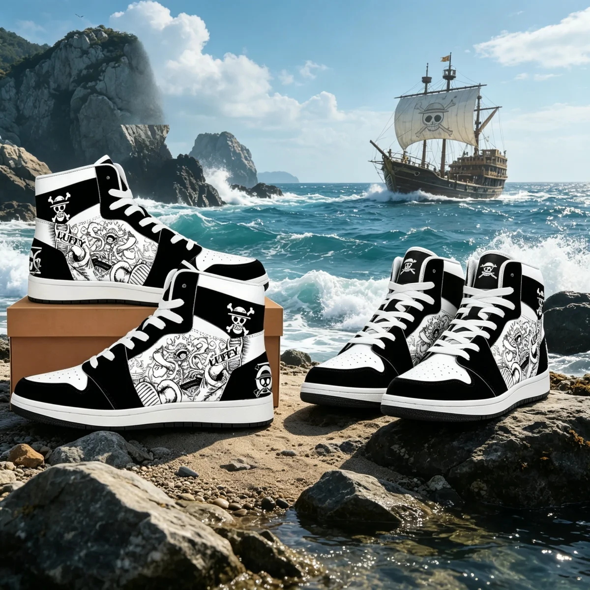One Piece Skull Jolly Roger High Top Sneakers Unisex Black White Manga Sketch Leather Sneakers Men Women Pirate Ship Graphic Cas
One Piece Skull Jolly Roger High Top Sneakers Unisex Black White Manga Sketch Leather Sneakers Men Women Pirate Ship Graphic Cas
