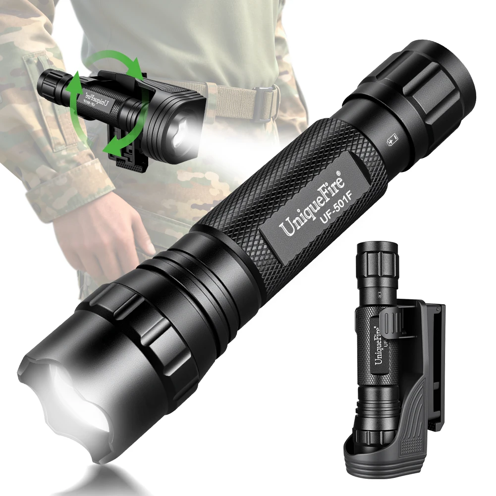 UniqueFire 501F Tactical Flashlight Powerful 2500lm LED Torch with Belt Holster 18650 Rechargeable Police Security EDC Lamp
UniqueFire 501F Tactical Flashlight Powerful 2500lm LED Torch with Belt Holster 18650 Rechargeable Police Security EDC Lamp