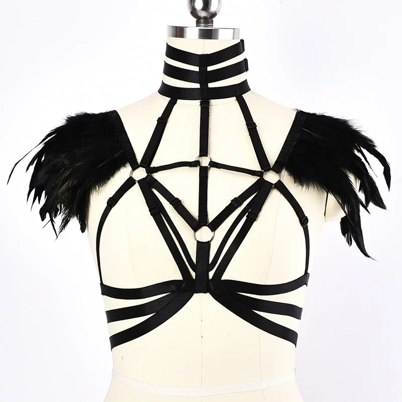 Goth Harness Clothes Black Feather Bodysuit Sexy Lingerie Jumpsuit Bondage Body Cage Bra Hollow Thong Sequins Body Harness
Goth Harness Clothes Black Feather Bodysuit Sexy Lingerie Jumpsuit Bondage Body Cage Bra Hollow Thong Sequins Body Harness