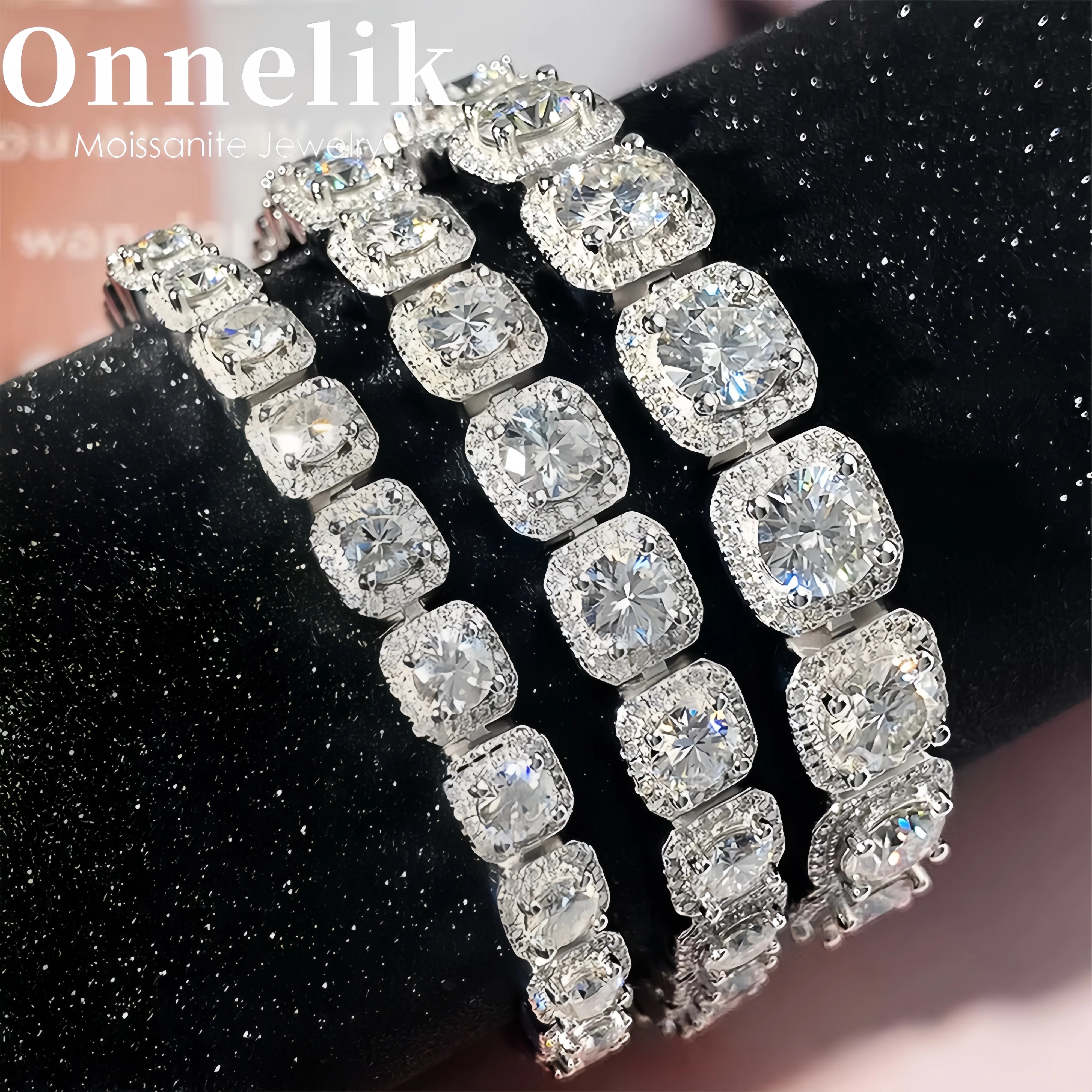 Onnelik D VVS1 Full Moissanite Cuban Link Bracelet for Men Sparkling Diamond S925 Sterling Sliver Plated 18K Gold Hip Hop Style
Onnelik D VVS1 Full Moissanite Cuban Link Bracelet for Men Sparkling Diamond S925 Sterling Sliver Plated 18K Gold Hip Hop Style