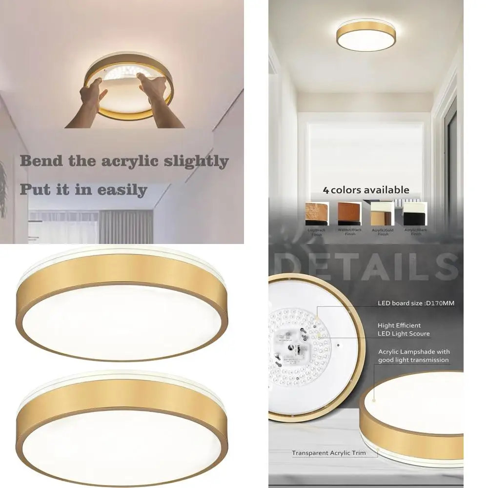12 Inch Dimmable Brushed Gold Flush Mount Ceiling Light Fixture for Kitchen, Bathroom, Bedroom, and Hallway, 5cct 24w Round
12 Inch Dimmable Brushed Gold Flush Mount Ceiling Light Fixture for Kitchen, Bathroom, Bedroom, and Hallway, 5cct 24w Round