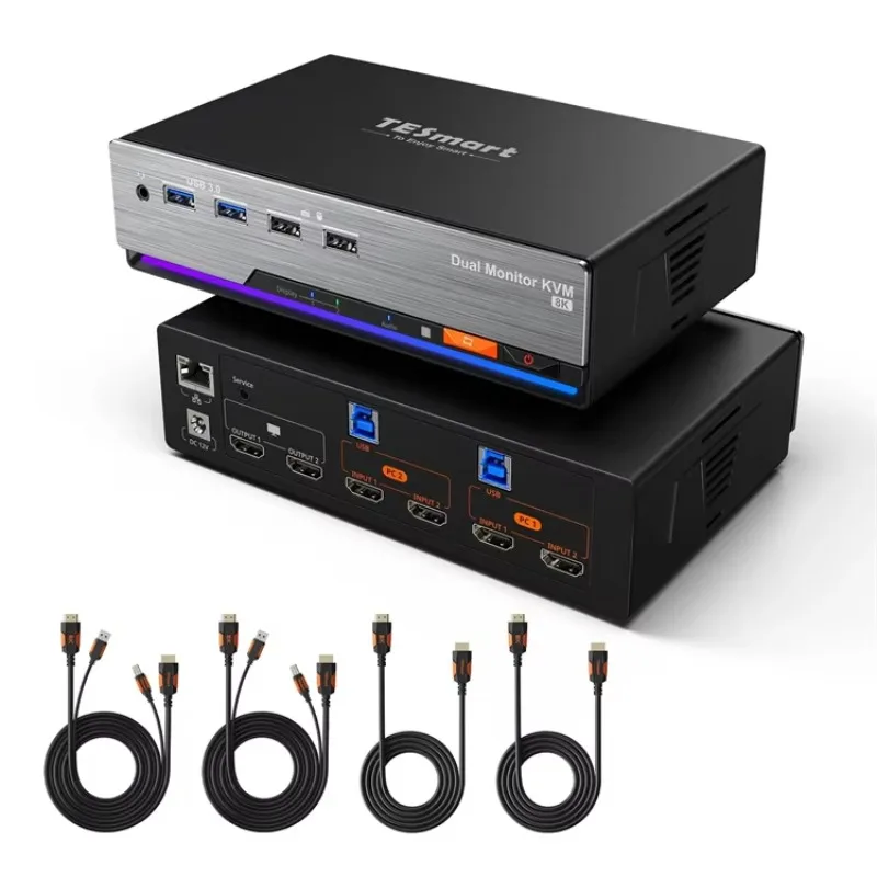 TESmart HDMI 2.1 Dual 8K60HZ KVM Switch Gaming Dock for 2 PCs & 2 Monitors Support VRR FVA ALLM EDID HDR 2x2 KVM Switch
TESmart HDMI 2.1 Dual 8K60HZ KVM Switch Gaming Dock for 2 PCs & 2 Monitors Support VRR FVA ALLM EDID HDR 2x2 KVM Switch
