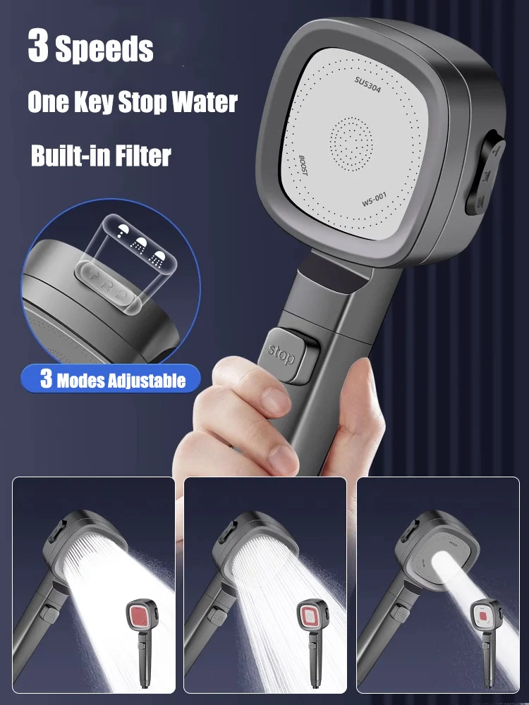 Pressurized Filteration Shower Head High Pressure 3 Modes Shower with Stop Button Filter Water Massage Bathroom Showerhead
Pressurized Filteration Shower Head High Pressure 3 Modes Shower with Stop Button Filter Water Massage Bathroom Showerhead