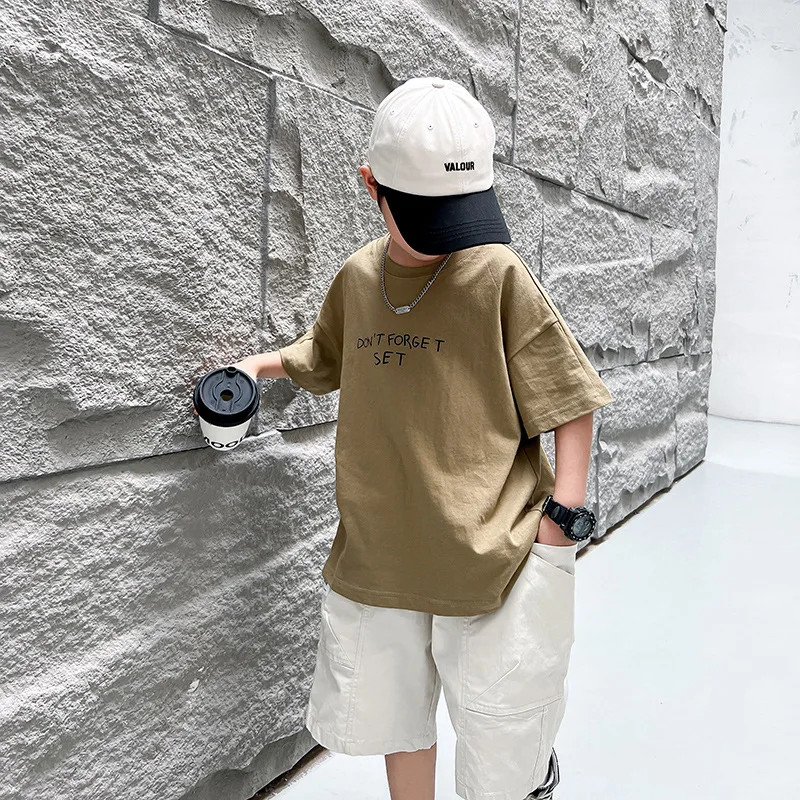 Trendy Brand Khaki Boys' CottonTSummer New T-shirt2024Children's Loose Short Sleeve Middle and Big Children's Half Sleeve Top
Trendy Brand Khaki Boys' CottonTSummer New T-shirt2024Children's Loose Short Sleeve Middle and Big Children's Half Sleeve Top