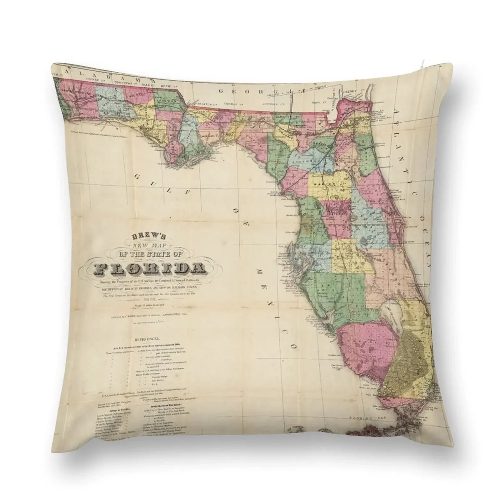 Vintage Map of Florida (1870) Throw Pillow New year Room decorating items pillow
Vintage Map of Florida (1870) Throw Pillow New year Room decorating items pillow