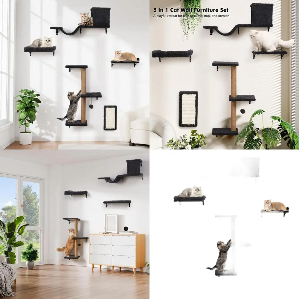 Многоуровневые настенные полки для кошек, натуральное дерево, серый цвет - компактная мебель для лазания и отдыха
Многоуровневые настенные полки для кошек, натуральное дерево, серый цвет - компактная мебель для лазания и отдыха