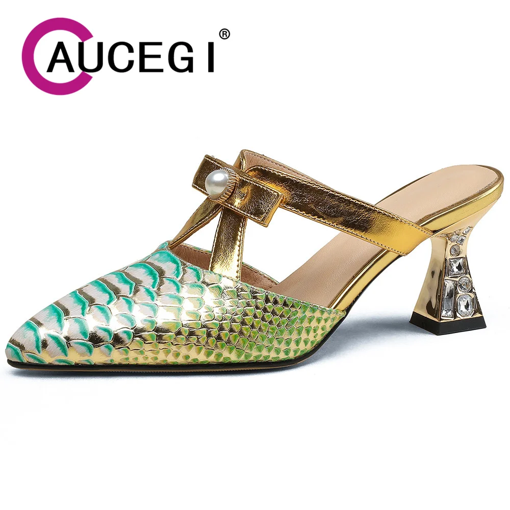 Aucegi Luxury Pearl-Studded Bowties Party Wedding Mules Slipper Women Pointy Toe Runway Crystal High Heels Genuine Leather Shoes
Aucegi Luxury Pearl-Studded Bowties Party Wedding Mules Slipper Women Pointy Toe Runway Crystal High Heels Genuine Leather Shoes