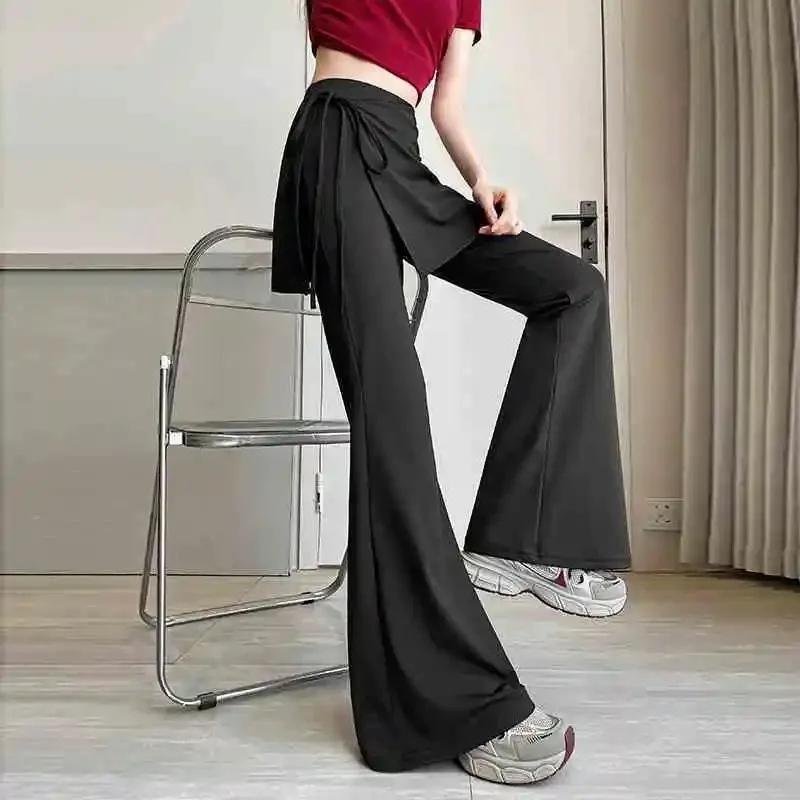 Весенне-летние новые черные расклешенные женские повседневные брюки больших размеров с высокой талией для похудения
Весенне-летние новые черные расклешенные женские повседневные брюки больших размеров с высокой талией для похудения