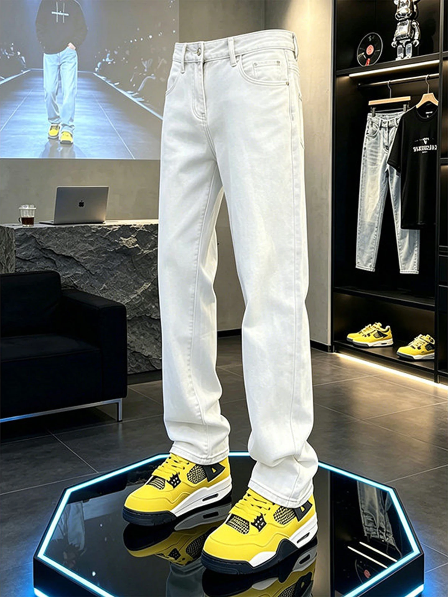 Cleanfit White Bell Bottom Jeans Men Summer American High Street Straight Leg Slimming Tapered Cotton Polyester Blend Jeans
Cleanfit White Bell Bottom Jeans Men Summer American High Street Straight Leg Slimming Tapered Cotton Polyester Blend Jeans