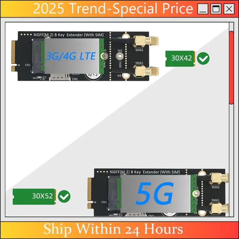 Адаптер беспроводного модуля M.2 Key-B с поддержкой 5G 4G 3G LTE GSM модем, пластик для NGFF 3042 3052 M2 B Key Card
Адаптер беспроводного модуля M.2 Key-B с поддержкой 5G 4G 3G LTE GSM модем, пластик для NGFF 3042 3052 M2 B Key Card
