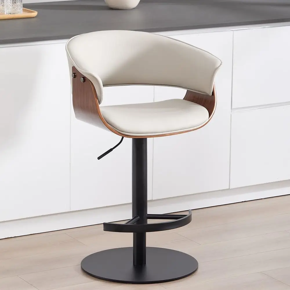 Черный вращающийся барный стул из углеродистой стали с кожаным сиденьем и спинкой из орехового дерева, регулируемая высота для кухни, столовой и паба
Черный вращающийся барный стул из углеродистой стали с кожаным сиденьем и спинкой из орехового дерева, регулируемая высота для кухни, столовой и паба