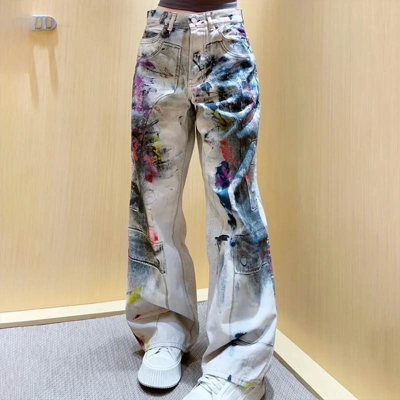 High-quality women's new retro-style pant 3D digital painting graffiti print loose workwear jeans heavy water wash colur 2592652
High-quality women's new retro-style pant 3D digital painting graffiti print loose workwear jeans heavy water wash colur 2592652