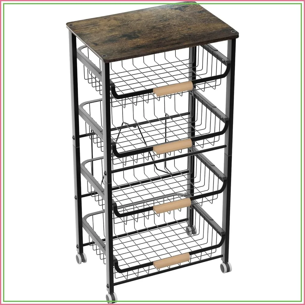 5-Layer Stackable Fruit Basket, Kitchen Food Organizer with Desktop, Pull-Out Hollow Metal Basket, Wheeled Sorting Rack, Spice Rack, Black
5-Layer Stackable Fruit Basket, Kitchen Food Organizer with Desktop, Pull-Out Hollow Metal Basket, Wheeled Sorting Rack, Spice Rack, Black