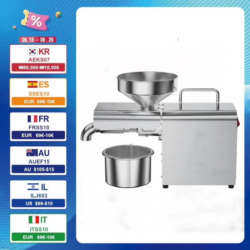 X3C Stainless Steel Oil Press Machine - Efficient Cold & Hot Press 20+ Raw Materials, High Oil Yield 220V/110V Oil Expeller
X3C Stainless Steel Oil Press Machine - Efficient Cold & Hot Press 20+ Raw Materials, High Oil Yield 220V/110V Oil Expeller